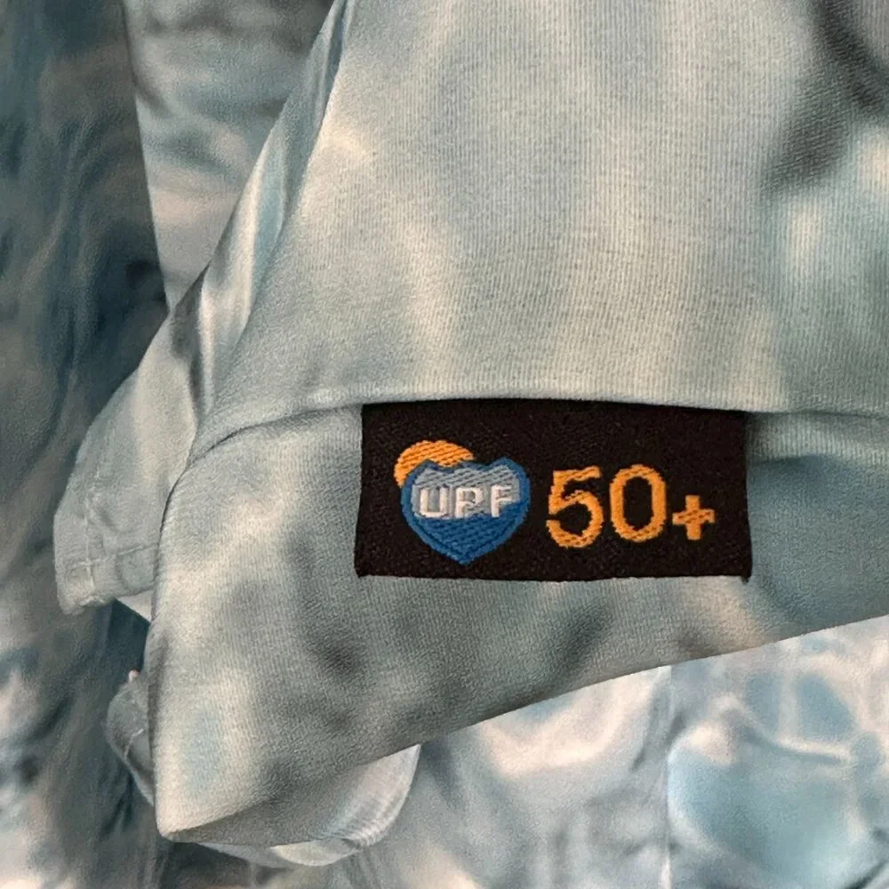 Aqua Design Aqua Shield UPF 50+ Fishing Shirt 2XL Blue Water Camo Vented Pockets
